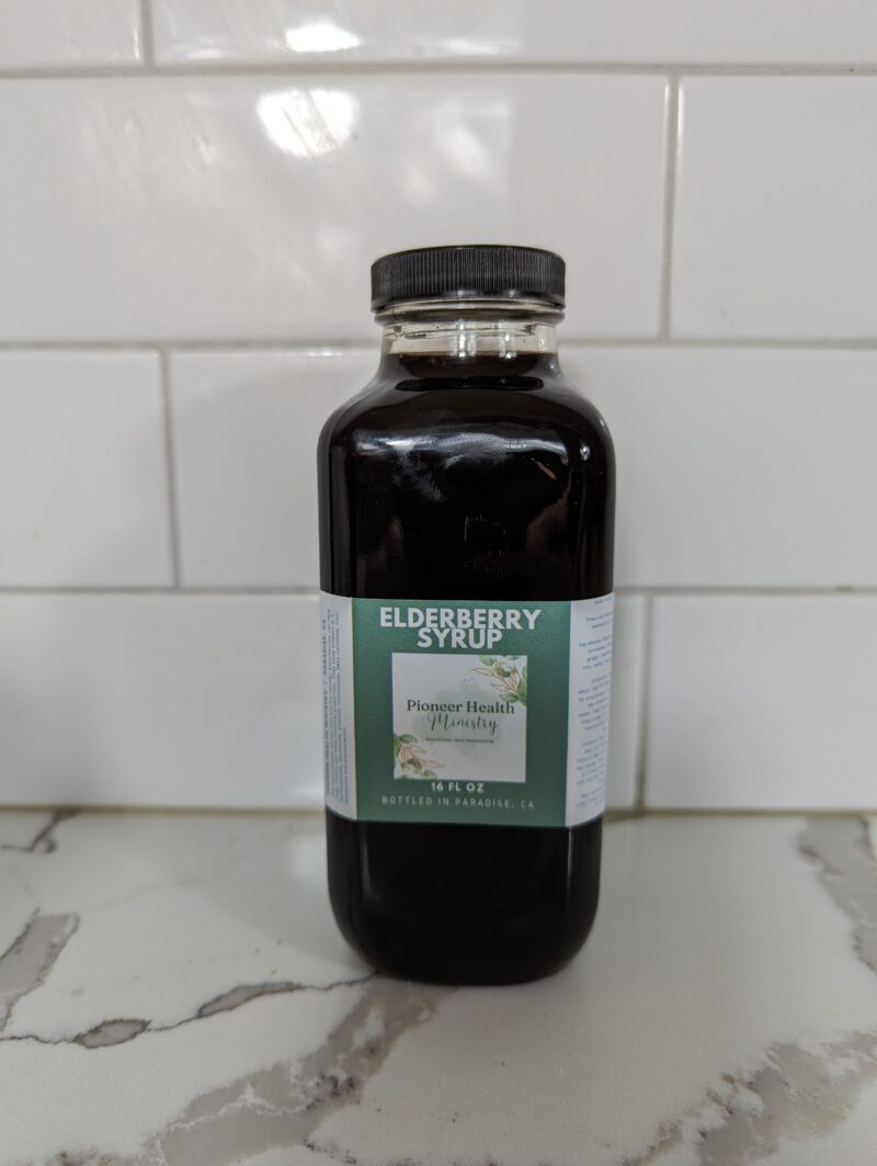 elderberry syrup on counter
