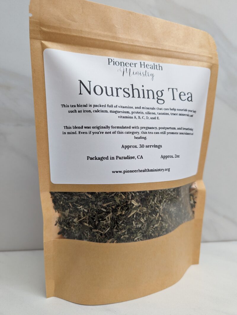 nourishing tea in brown bag front