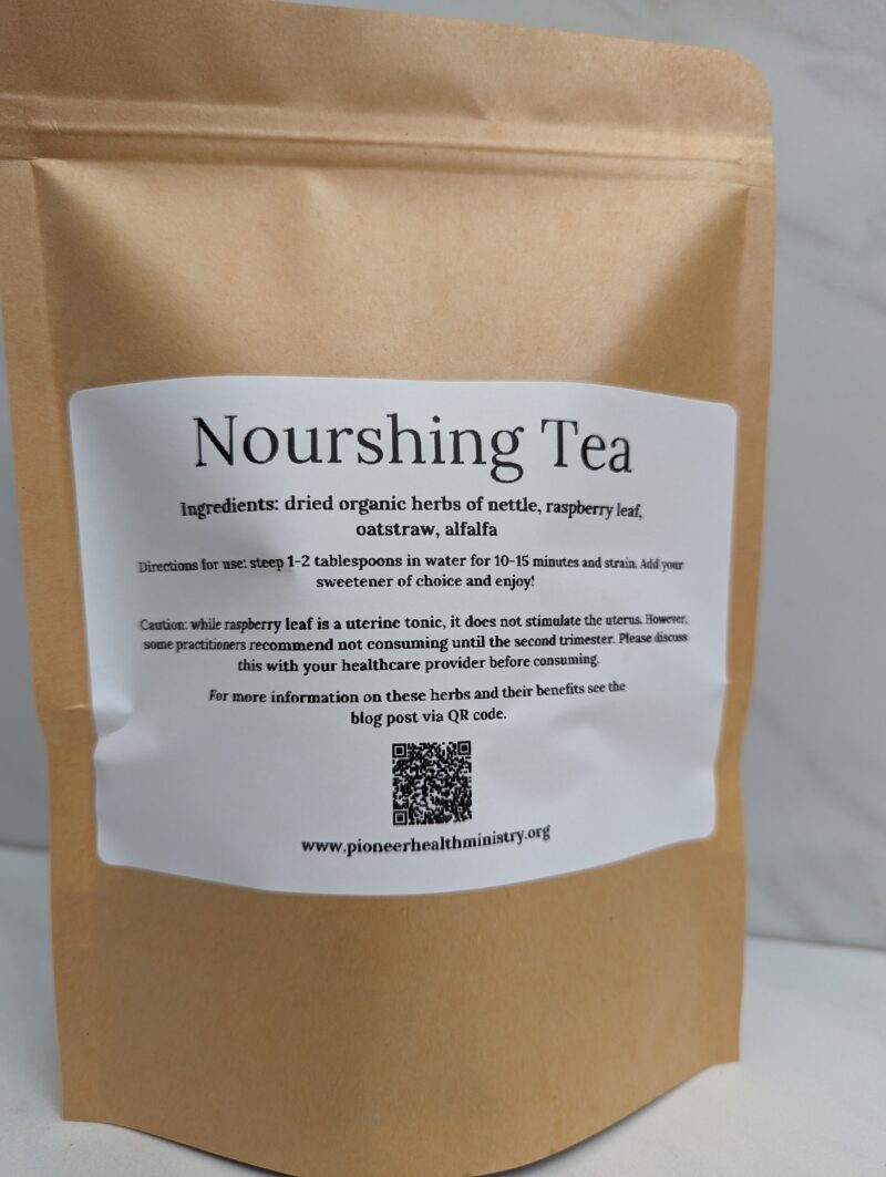 nourishing tea in brown bag back