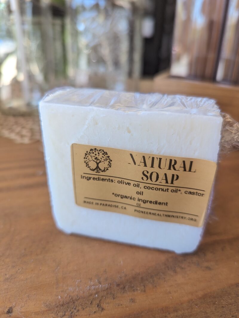 Natural soap on wood counter top