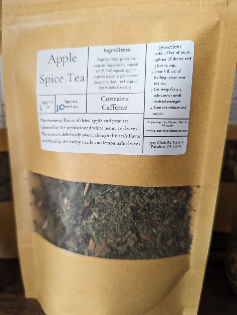 apple spice tea in a kraft bag