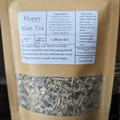 Happy Man Tea in a kraft bag