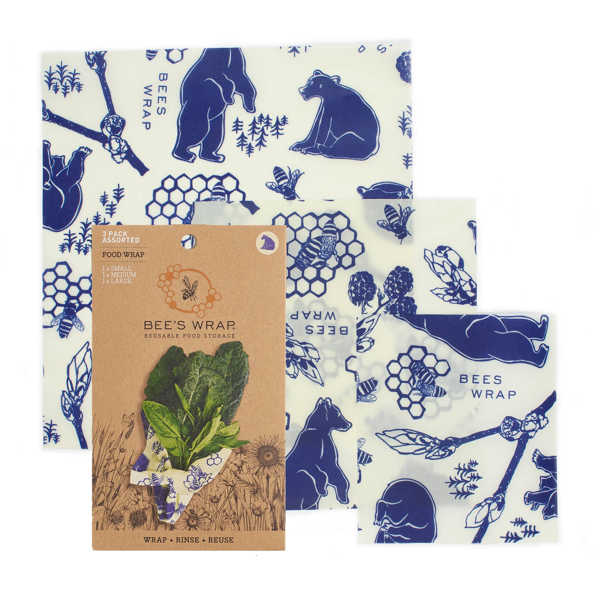 Assorted 3 Pack - Bees & Bears beeswax wraps